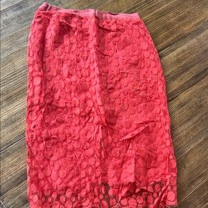 J. Crew Vibrant Red Lace Pencil Skirt